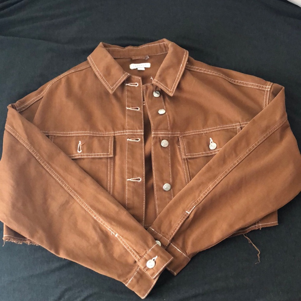 Topshop Cropped Chestnut Jean Jacket